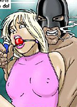 Two fresh hot bitches, captured and shoved in his mouth gags!